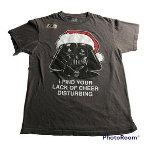 Mens Star Wars Size Medium Gray Darth Vader Christmas Funny Meme Shirt Holiday
